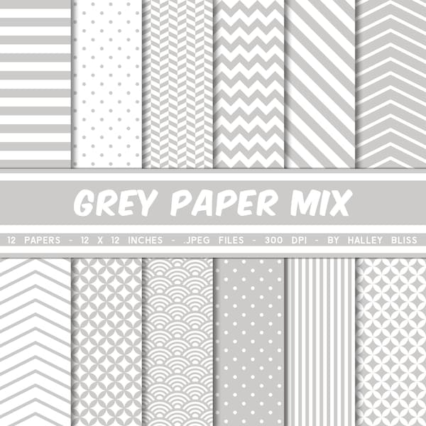 Grijs digitale papier - grijze digitale papier, digitale papier Pack, grijze naadloze papier, Scrapbooking papier, grijs patronen, Instant Download