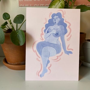 Lilac Lady Illustrated Print, Body Positivity Art