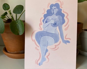 Body Positive Illustrated Art Print: Lilac Lady