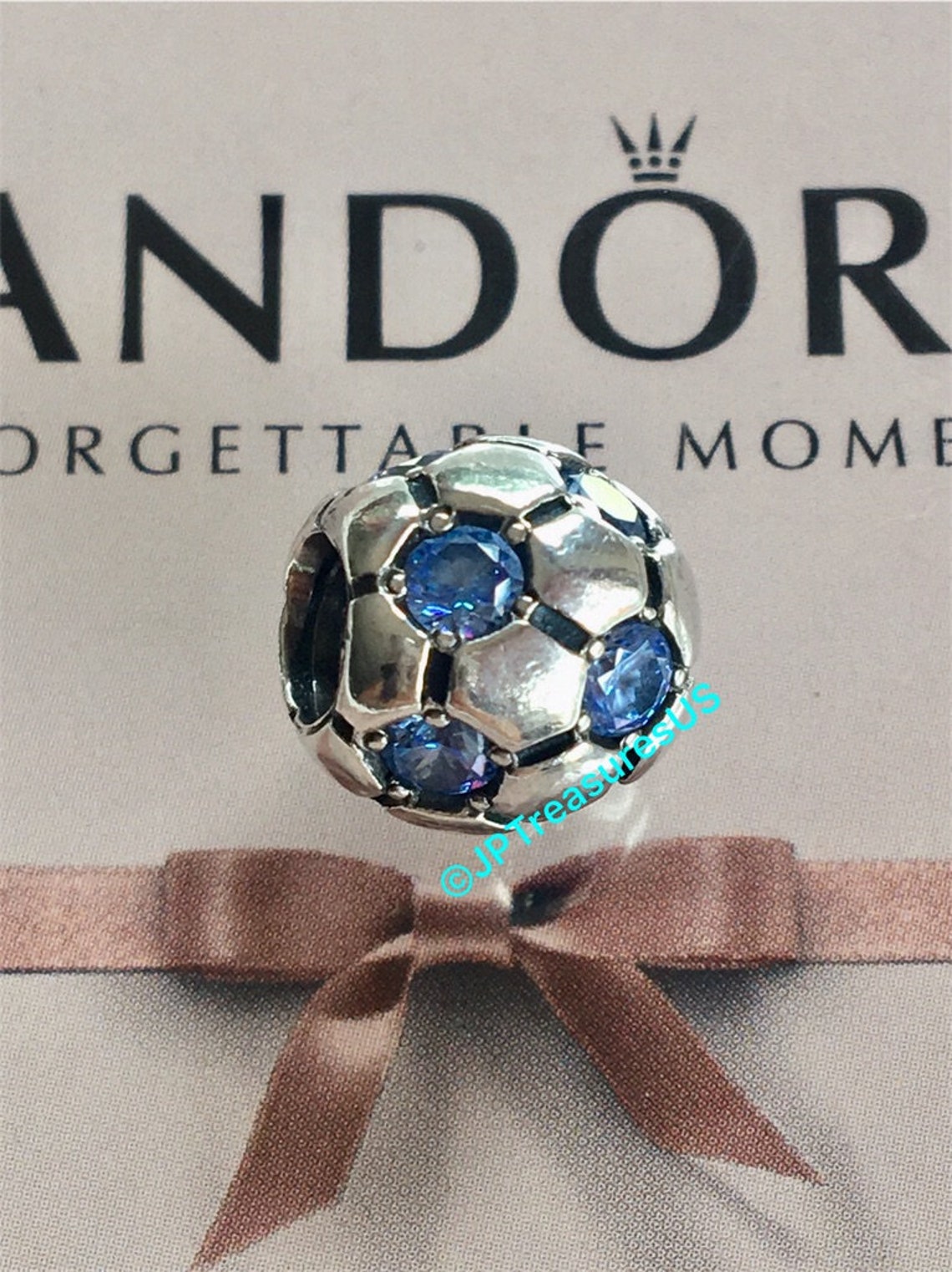 Authentic Pandora Soccer Ball with Blue CZ Charm Retired Etsy
