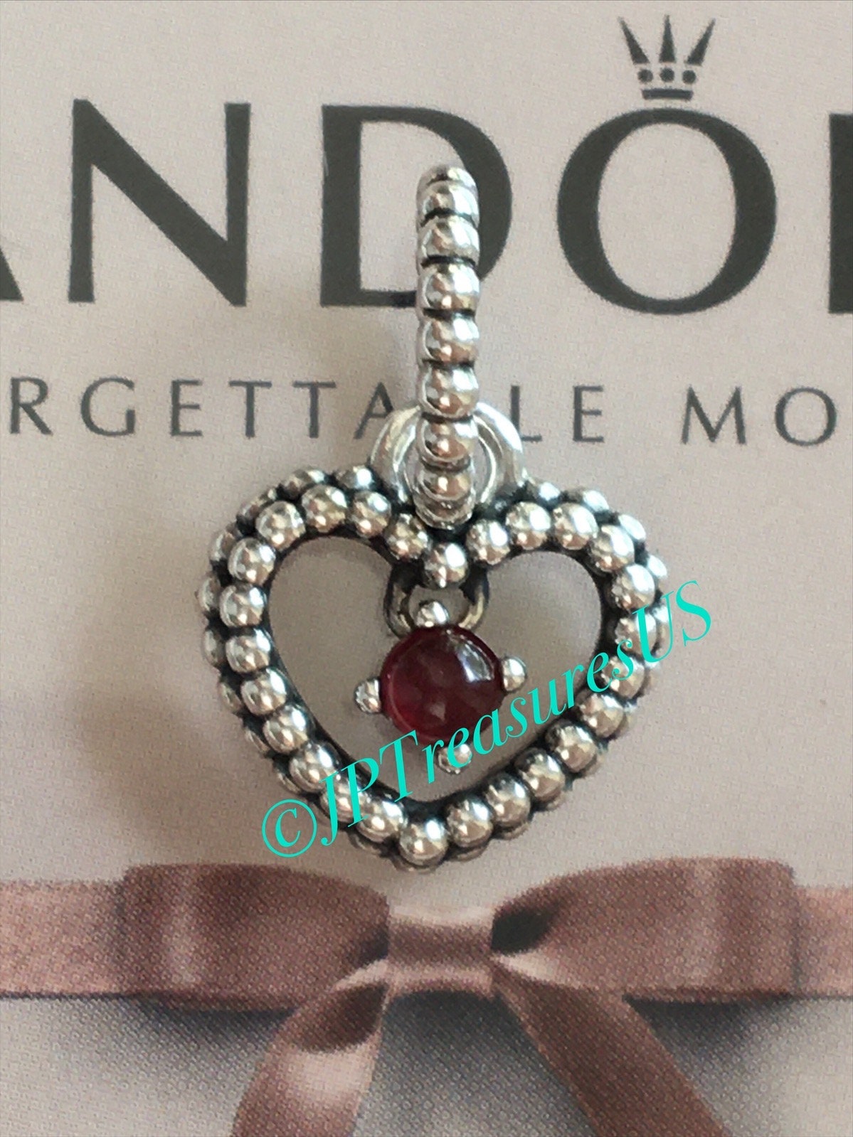 Pandora beaded heart dangle charm deals