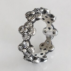 Pandora Flower Clover Ring Band Size 52 (Size 6 in US) Retired Pandora Ring Stackable Band Free Shipping