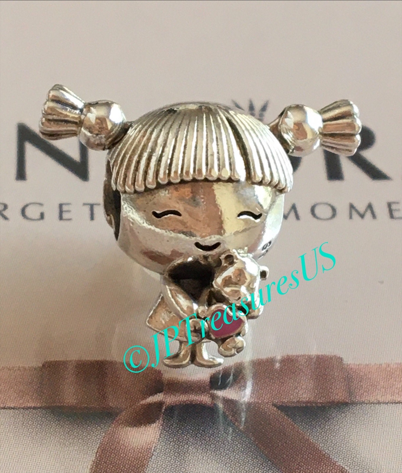 Authentic Pandora Girl With Pigtails Charm With Pink Enamel Charm