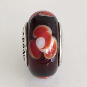 Pandora Red Flowers For You Murano Glass Bead Charm Retired Pandora Charm Murano Glass Bead Free Shipping