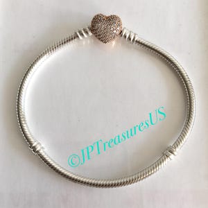 Pandora Moments Bracelet Sparkling Cubic Zirconia Rose Gold Plated Heart Clasp 7.5” (19 cm) Pandora Bracelet Free Shipping