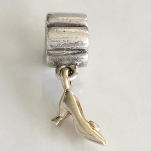 Pandora Stiletto Shoe Charm Two Tone Dangle Charm Pandora High Heel Shoe Dangle Retired Pandora Charm Free Shipping