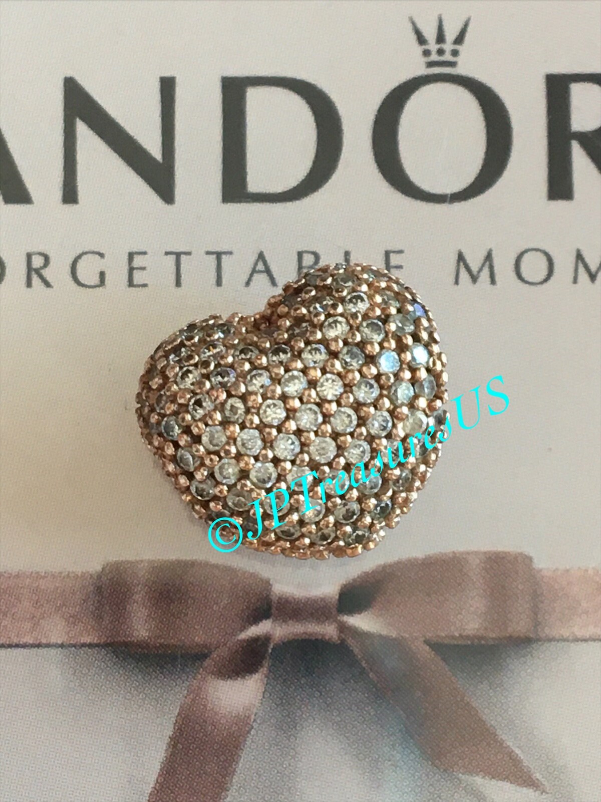 Authentic Pandora Open my Heart Pave Clip with Clear Cubic  