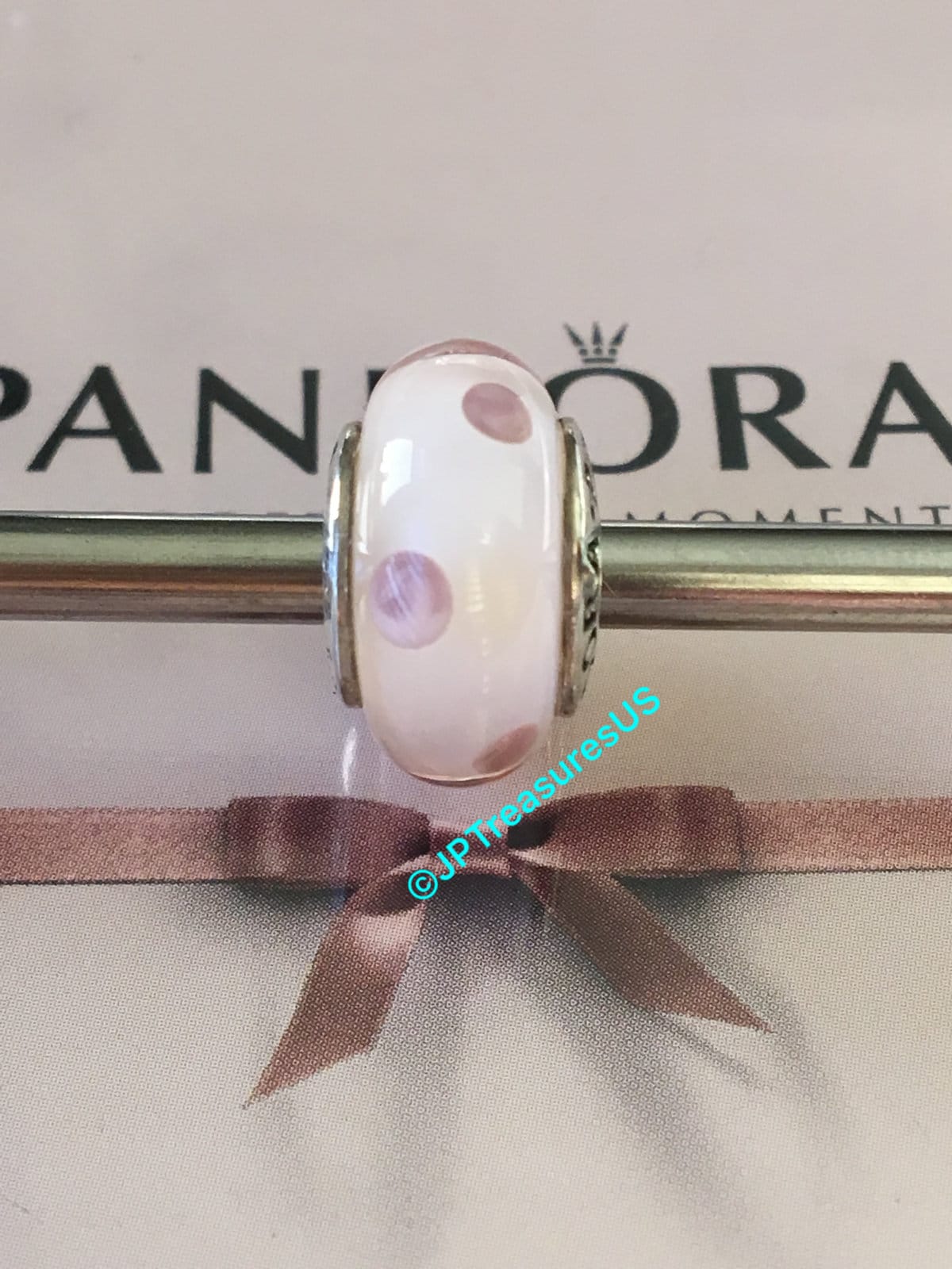 Clear Pink White Polka Dot Murano Glass Bead for European Charm Slide Bracelets Fashion Jewelry for Women Man