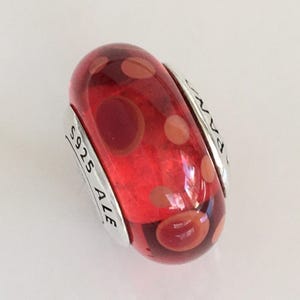 Pandora Bubbles Red Murano Glass Charm Retired Pandora Charm Murano Glass Bead Free Shipping