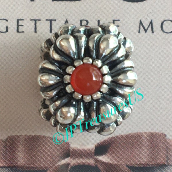 Authentic Pandora Birthday Blooms July Carnelian Charm Retired Pandora Birthstone Charm Pandora Free Shipping