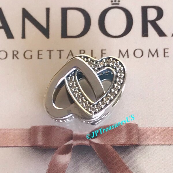 Authentic Pandora Entwined Hearts with Clear CZ Charm Pandora Hearts Charm Retired Pandora Charm Free Shipping