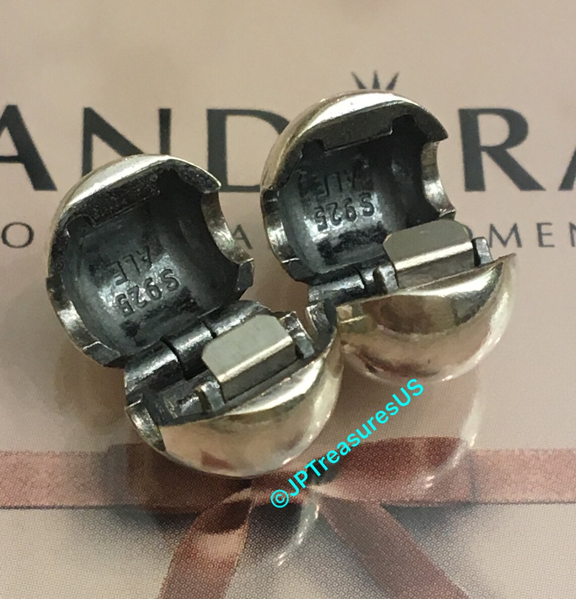 2 Authentic Pandora Silver Sphere Clips Retired Pandora Clips Etsy