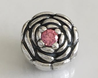 Pandora Blooming Rose Flower Pink CZ Charm Retired Pandora Charm Pandora Free Shipping