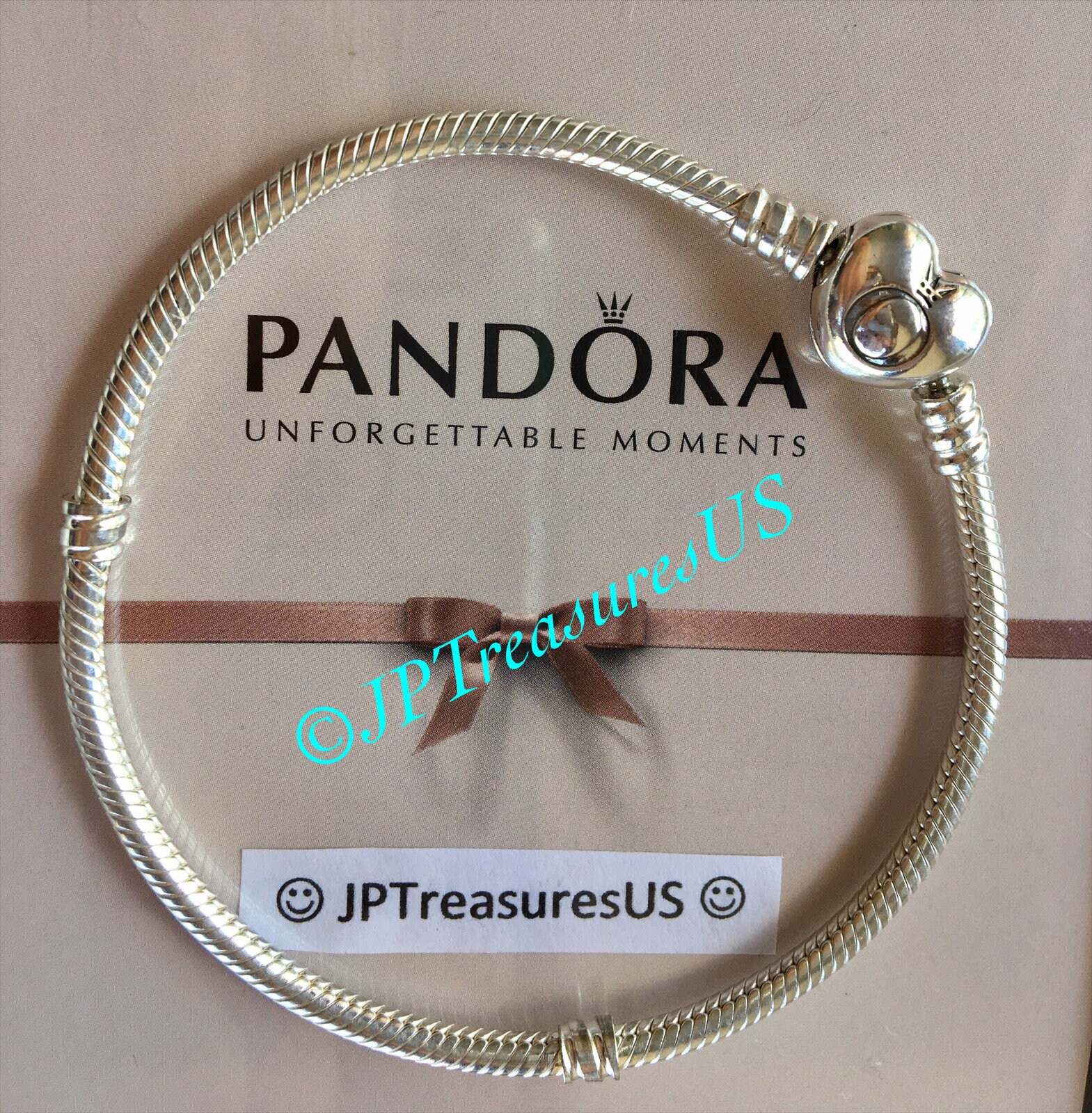 Authentic Pandora Bracelet Heart Shape Clasp Sterling Silver Authentic Pandora Bracelet Heart Shape Clasp Sterling Silver