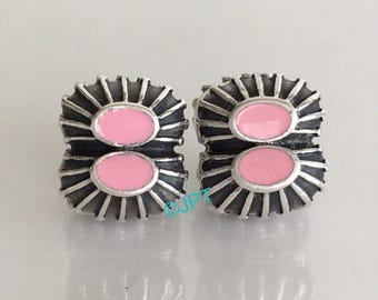 2 Pandora Two of a Kind Clips Pink Enamel Retired Pandora Charms Clips Free Shipping
