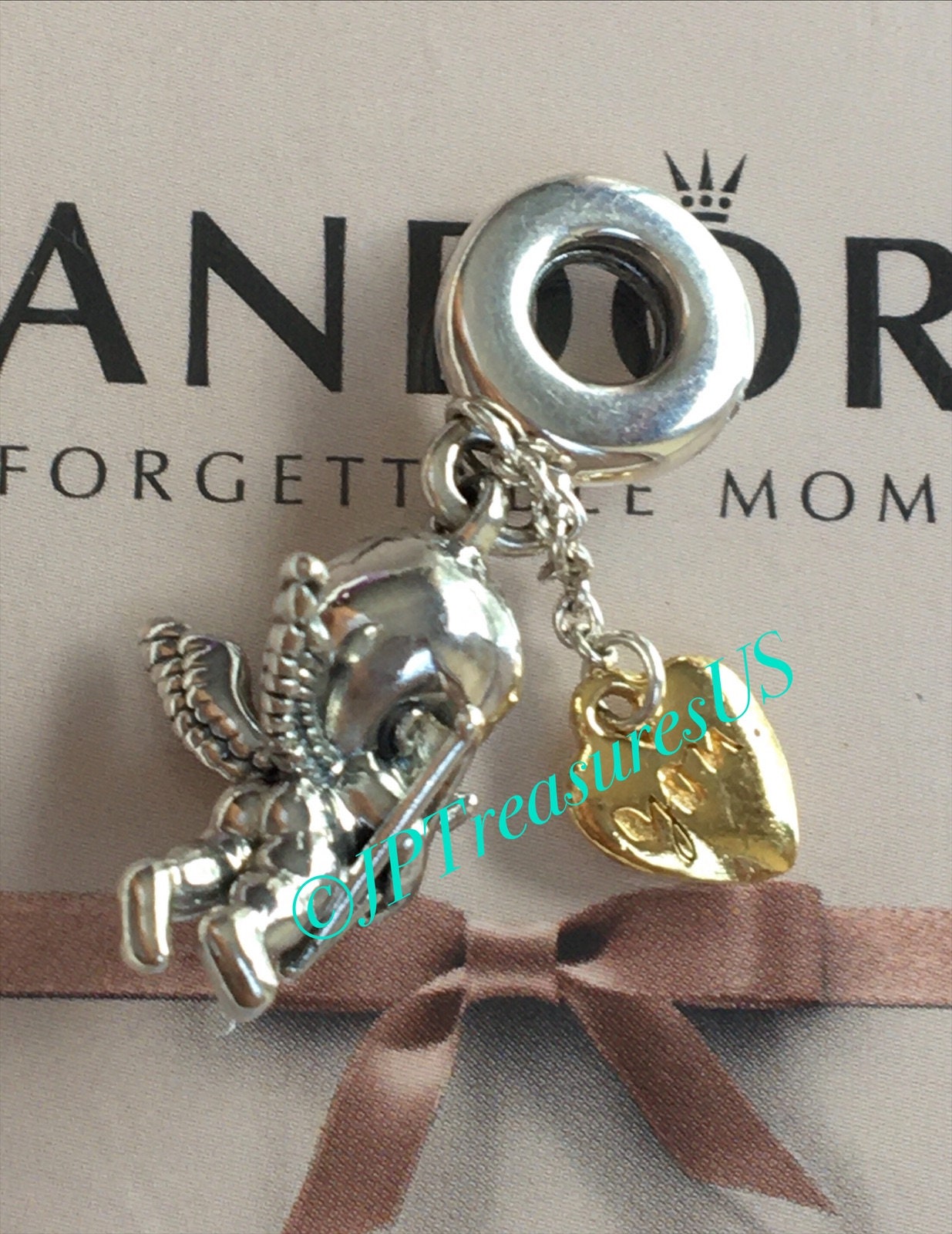 Authentic Pandora Shine Cupid and You Heart Dangle Charm Pandora Love Charm Pandora Charm Pandora
