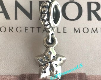 Authentic Pandora Star Pave Blue CZ Dangle Charm Retired