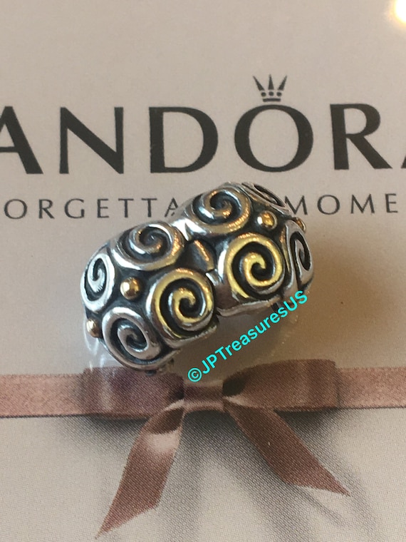 Authentic Pandora Elemental Flow Swirls Two Tone Clip Retired