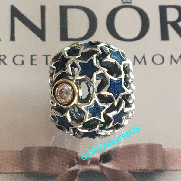 Authentic Pandora Night Sky Charm Two Tone, Enamel and Clear CZ Pandora Charm Pandora Free Shipping