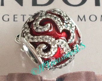 Authentic Pandora Black Friday 2017 Christmas Ornament Charm Red Enamel with Clear CZ Charm Retired Pandora Charm
