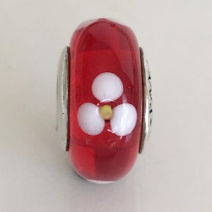 Pandora Flowers For You Red Murano Glass Bead Retired Pandora Charm Glass Bead Free Shipping