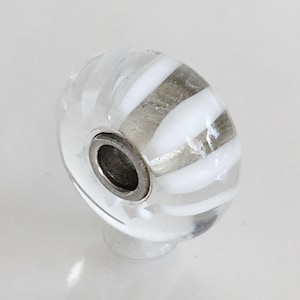 Trollbeads White Stripes Murano Glass Bead Authentic Trollbeads Charm Free Shipping