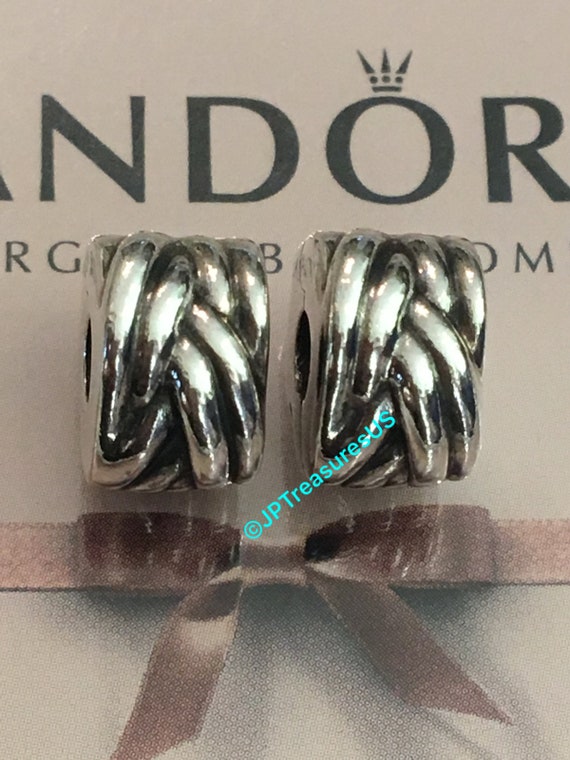 2 Authentic Pandora Braided Clips Charms Retired Pandora Clips Pandora Free  Shipping 