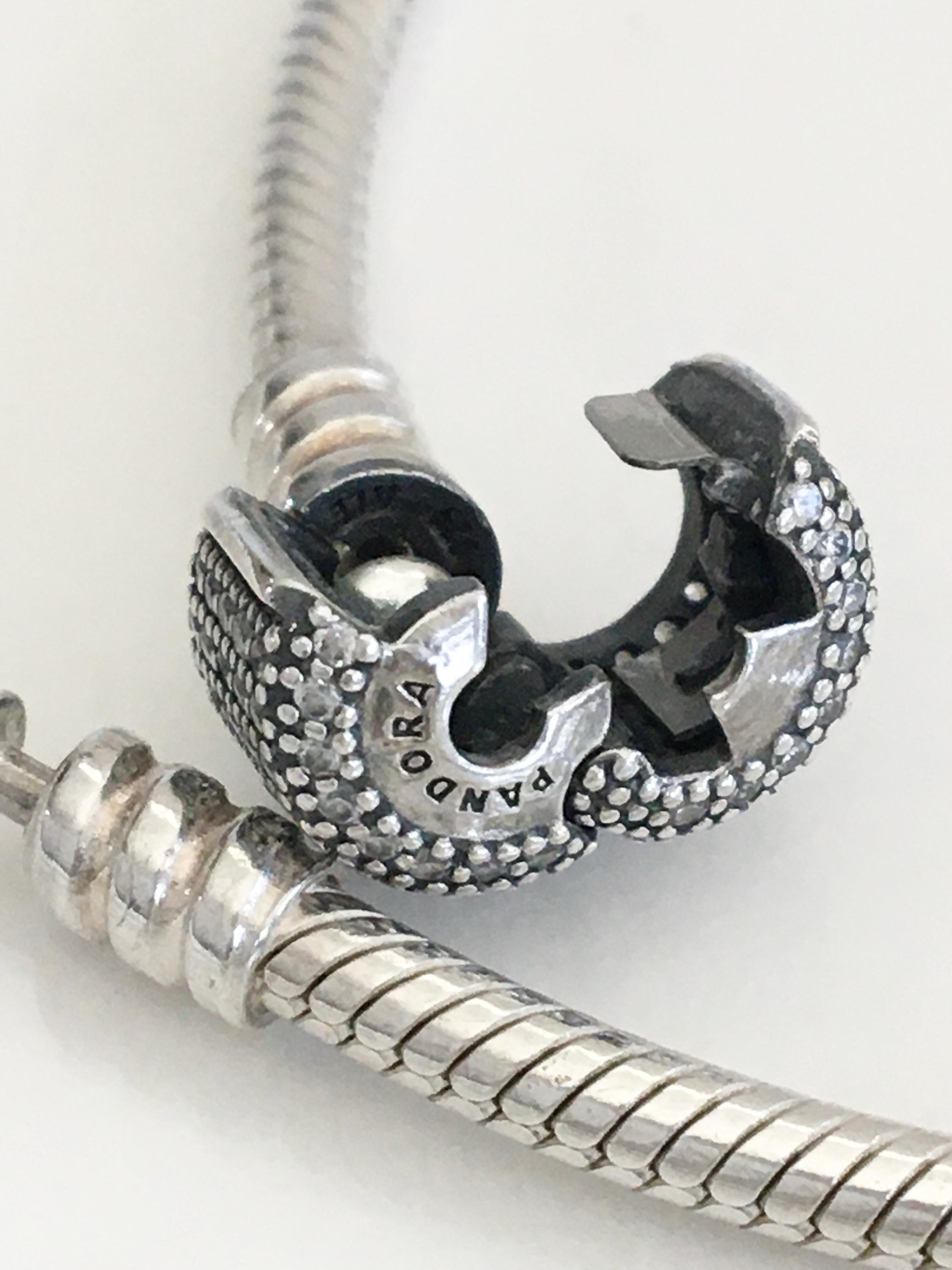 アクセサリー Pandora Bracelet 19cm Pandora Signature Bracelet Cubic Zirconia Barrel Clasp 7.5