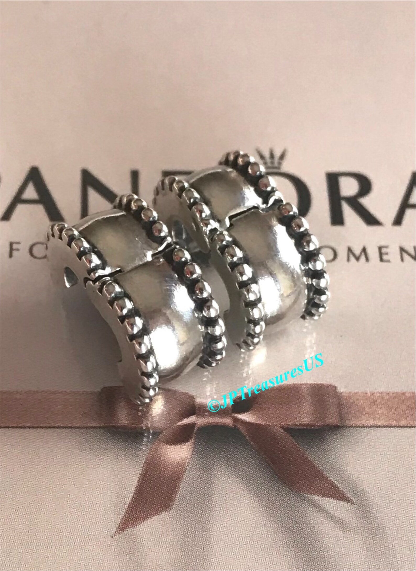 2 Authentic Pandora Beveled Clips Retired Pandora Clips Charms Etsy