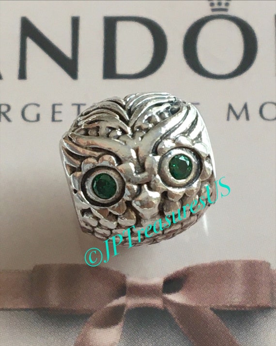 Authentic Pandora Wise Owl Green CZ Eyes Charm Retired Pandora Charm Pandora Free Shipping Etsy