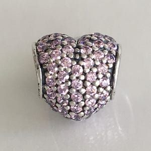 Pandora Heart Light Pink Pave CZ Retired Pandora Charm Free Shipping