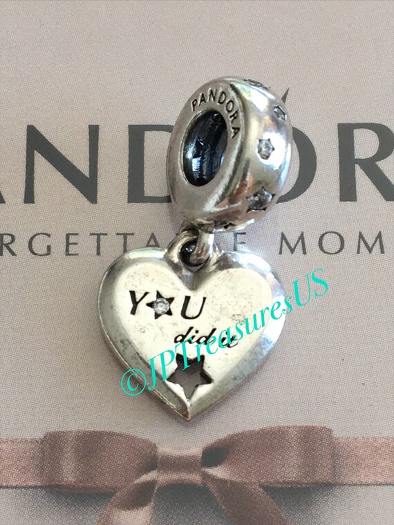 Authentic Pandora Congratulations Heart and Stars You Did It Clear CZ Dangle Pandora Graduation Charm Pandora Charm Pandora Free Shipping Etsy