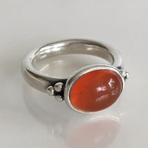 Pandora Large Cabochon Carnelian Ring Size 53 (Size 6.5 in US) Retired Pandora Birthstone Ring Pandora Ring Free Shipping