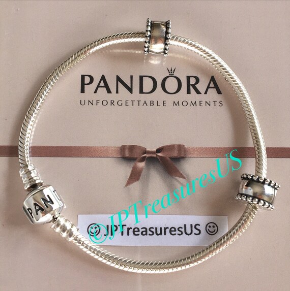 Authentic Pandora Bracelet Sterling Silver Barrel… - image 2