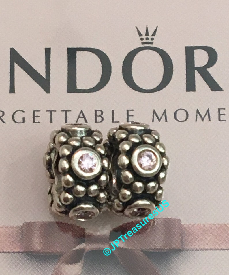 2 Authentic Pandora Her Majesty Spacers With Light Pink CZ Etsy
