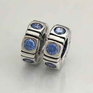 2 Pandora Trinity Spacers With Blue CZ Retired Pandora Charms Spacers Free Shipping