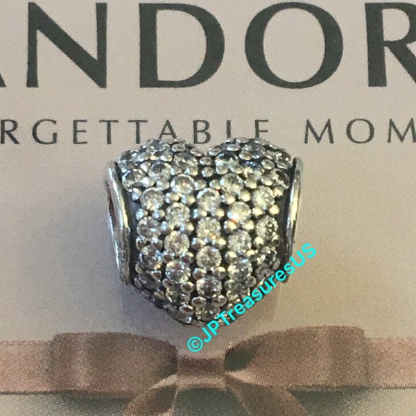 Authentic Pandora Heart Clear Pave Lights CZ Retired Pandora Charm Cubic Zirconia Pandora Free Shipping