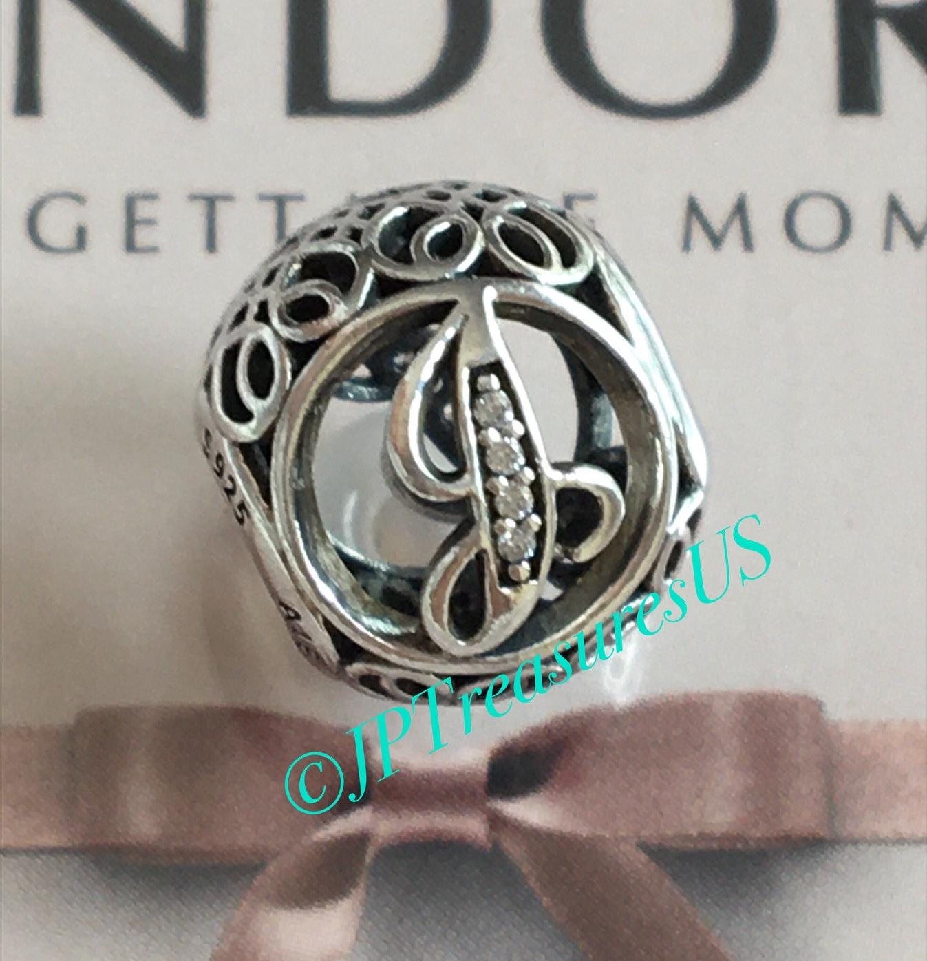 Sterling Silver Pandora Vintage J Charm Authentic Pandora Vintage