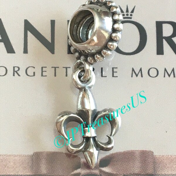 Authentic Pandora Fleur de Lis Dangle Charm Retired Pandora Charm Free Shipping