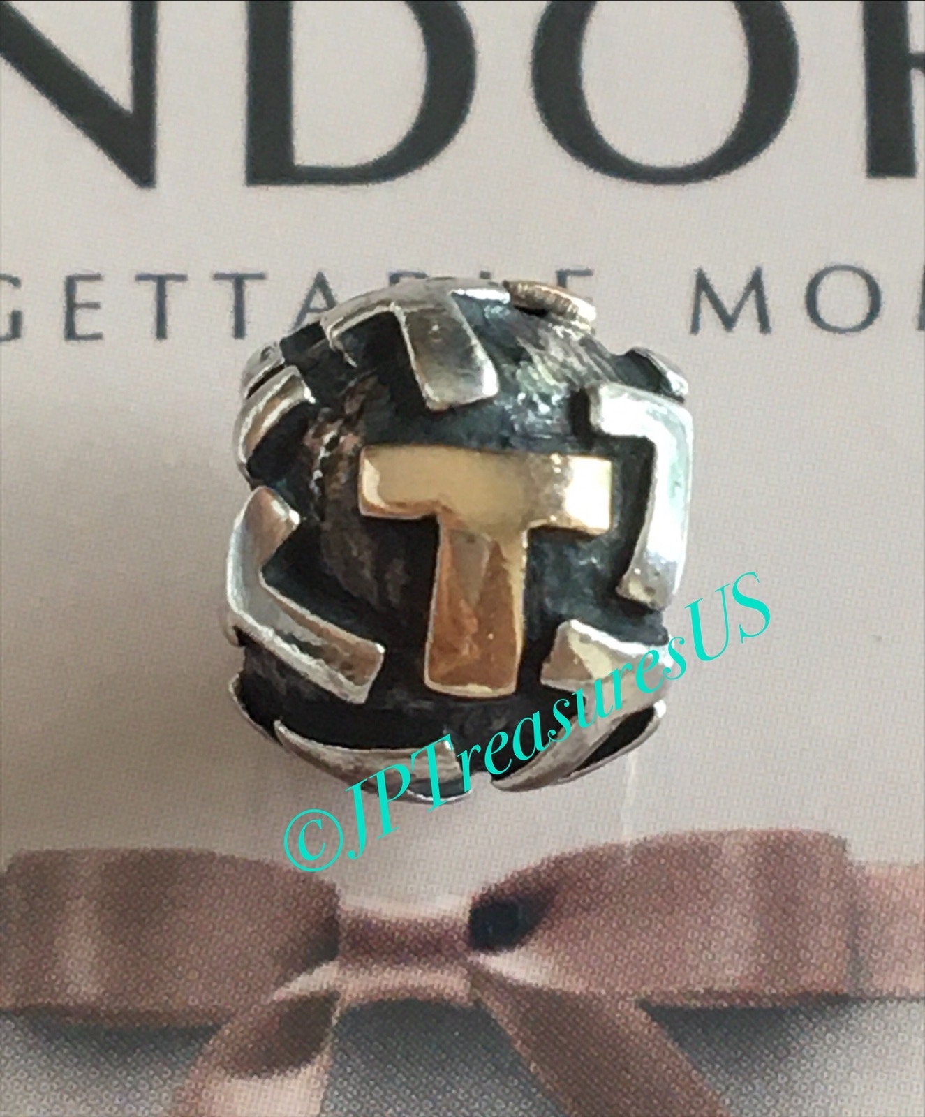 Authentic Pandora Letter T Charm Pandora Alpha T Charm Two Tone
