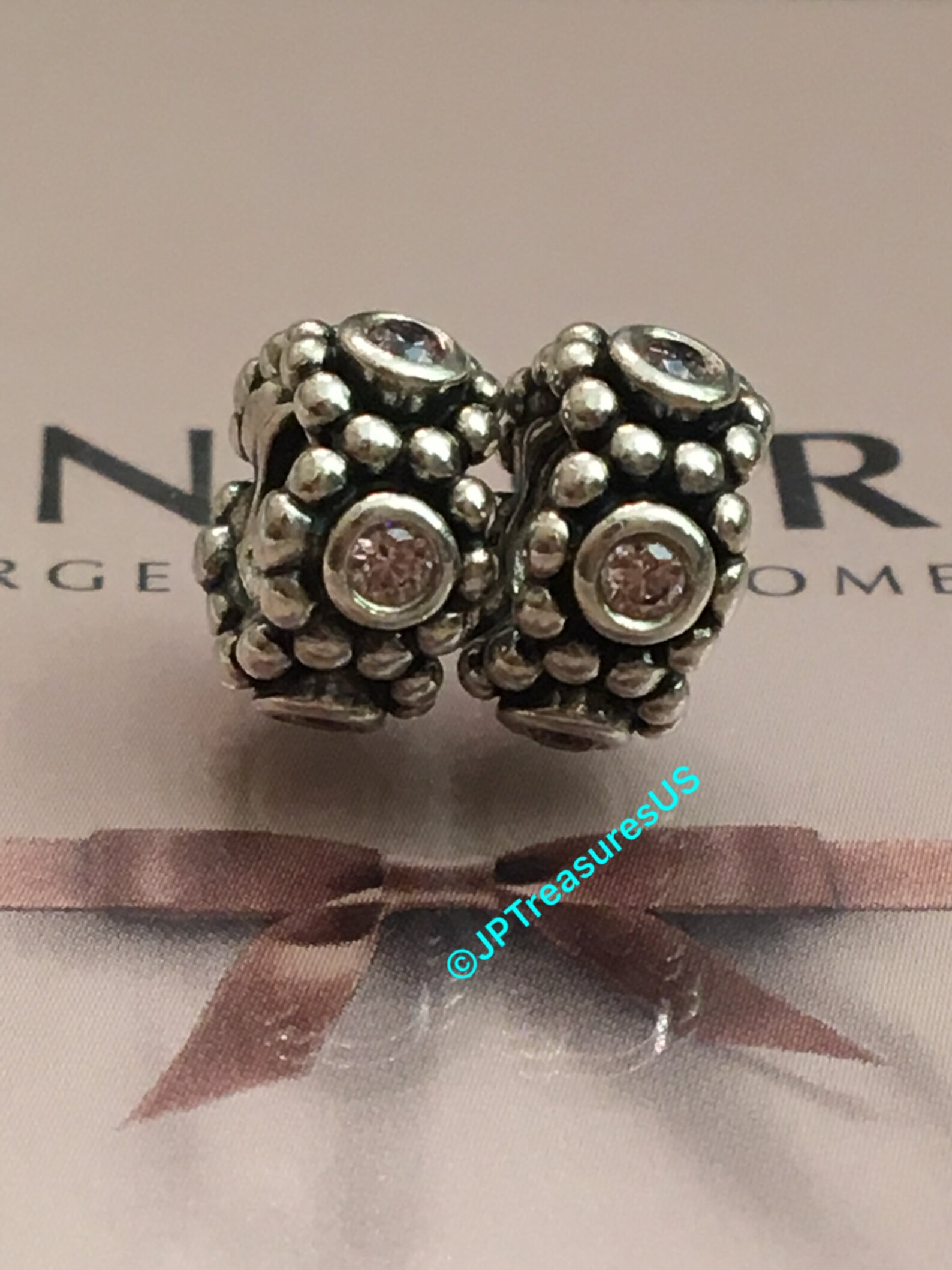 2 Authentic Pandora Her Majesty Spacers With Light Pink CZ Etsy