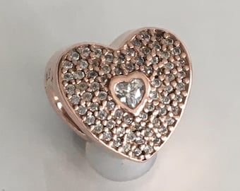 Authentic Pandora Symbol of Lucky in Love Rose Gold Dangle Charm