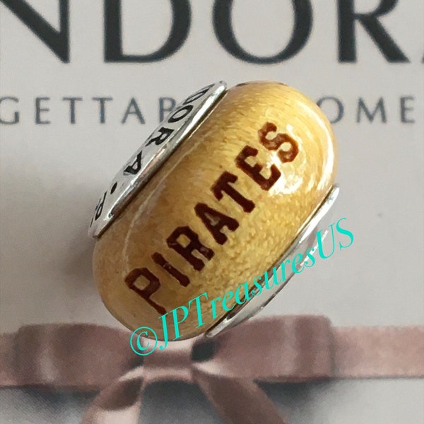 Authentic Pandora Pirates Pittsburg Baseball Wooden Charm Retired Pandora Pau Amarelo Wood Charm Pandora Free Shipping