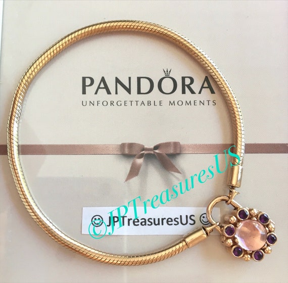 Pandora charm carrier rose online padlock heraldic radiance bracelet