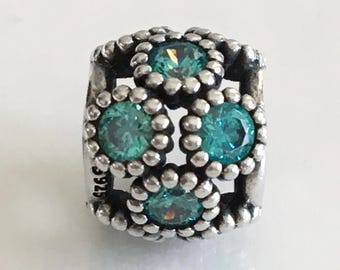 Authentic Pandora Studded Lights Openwork Circles with Teal CZ Charm Retired Pandora Charm Pandora Free Shipping