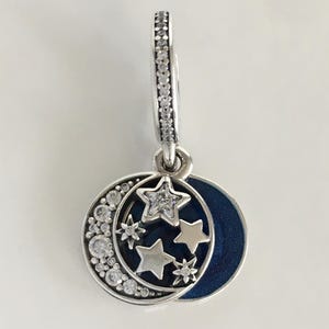 Pandora Vintage Night Sky Charm Enamel and Clear CZ Retired Pandora Charm Free Shipping