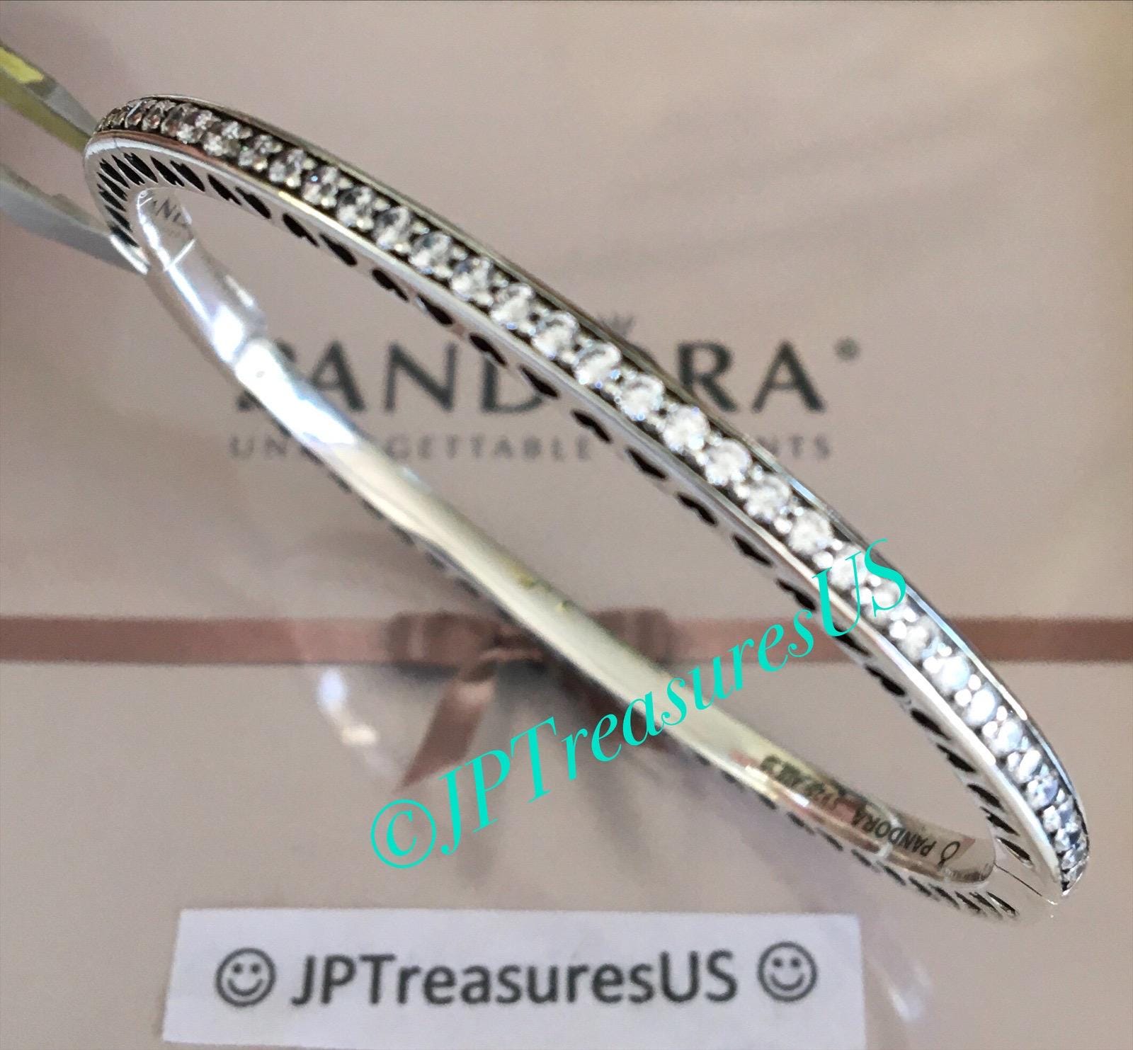 Authentic Pandora Bracelet Radiant Hearts Hinge Bangle Size 1 
