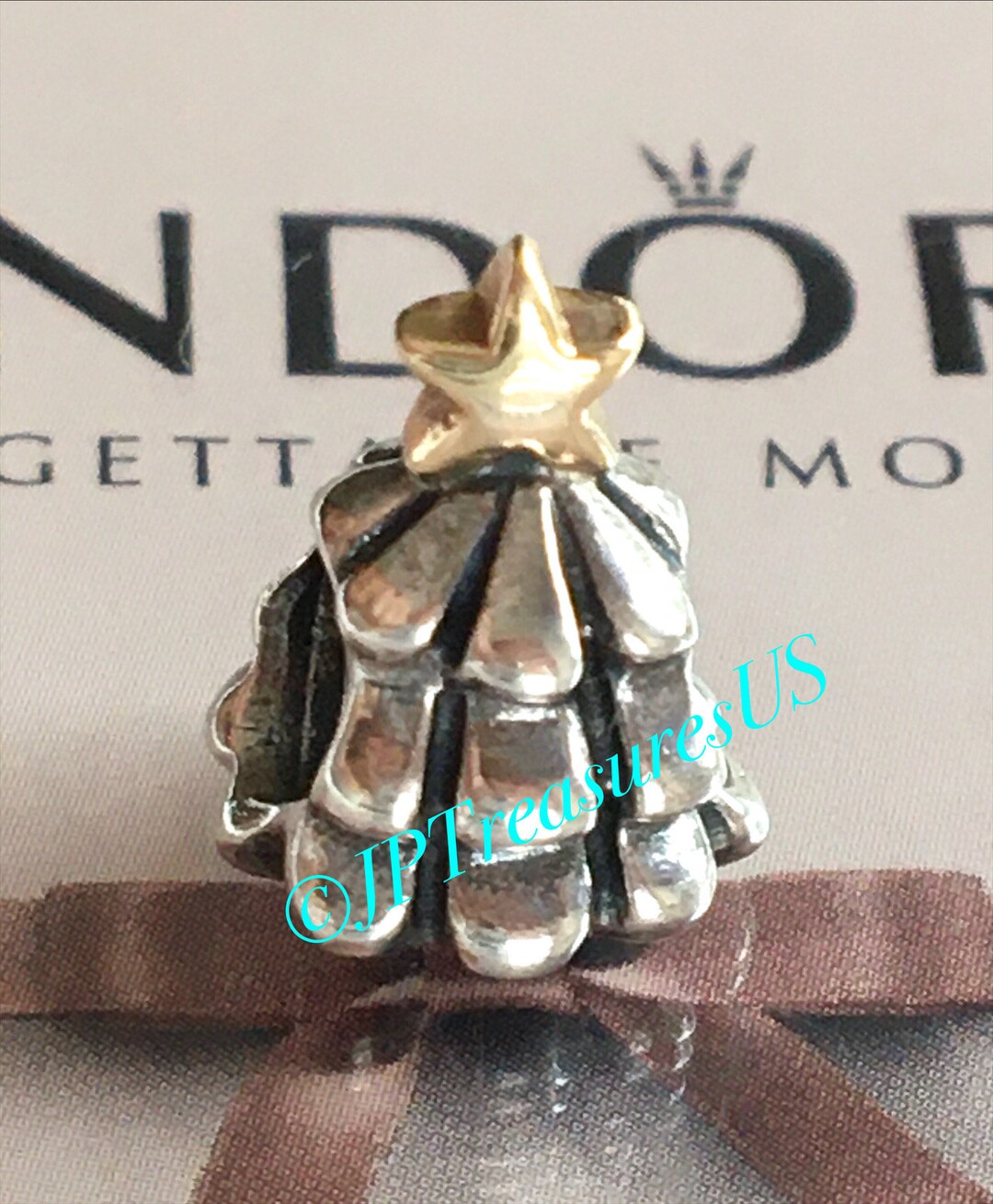 Authentic Pandora Christmas Tree Charm Two Tone Retired Etsy