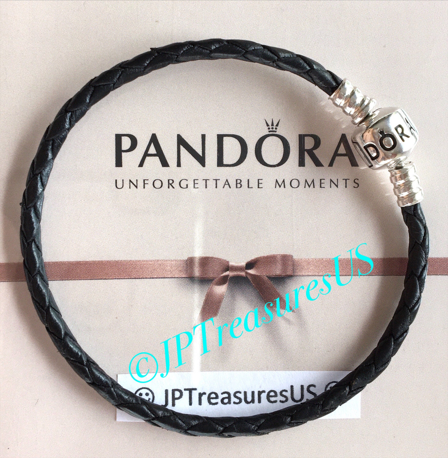 Pandora Black Double Leather Bracelet Size 13.8 - Walmart.com