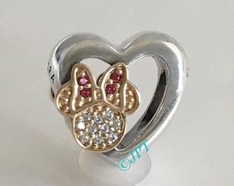 Pandora Disney Mickey and Minnie Love Icon Charm Two Tone with CZ Limited Ed Winter 2017 Pandora Charm Free Shipping